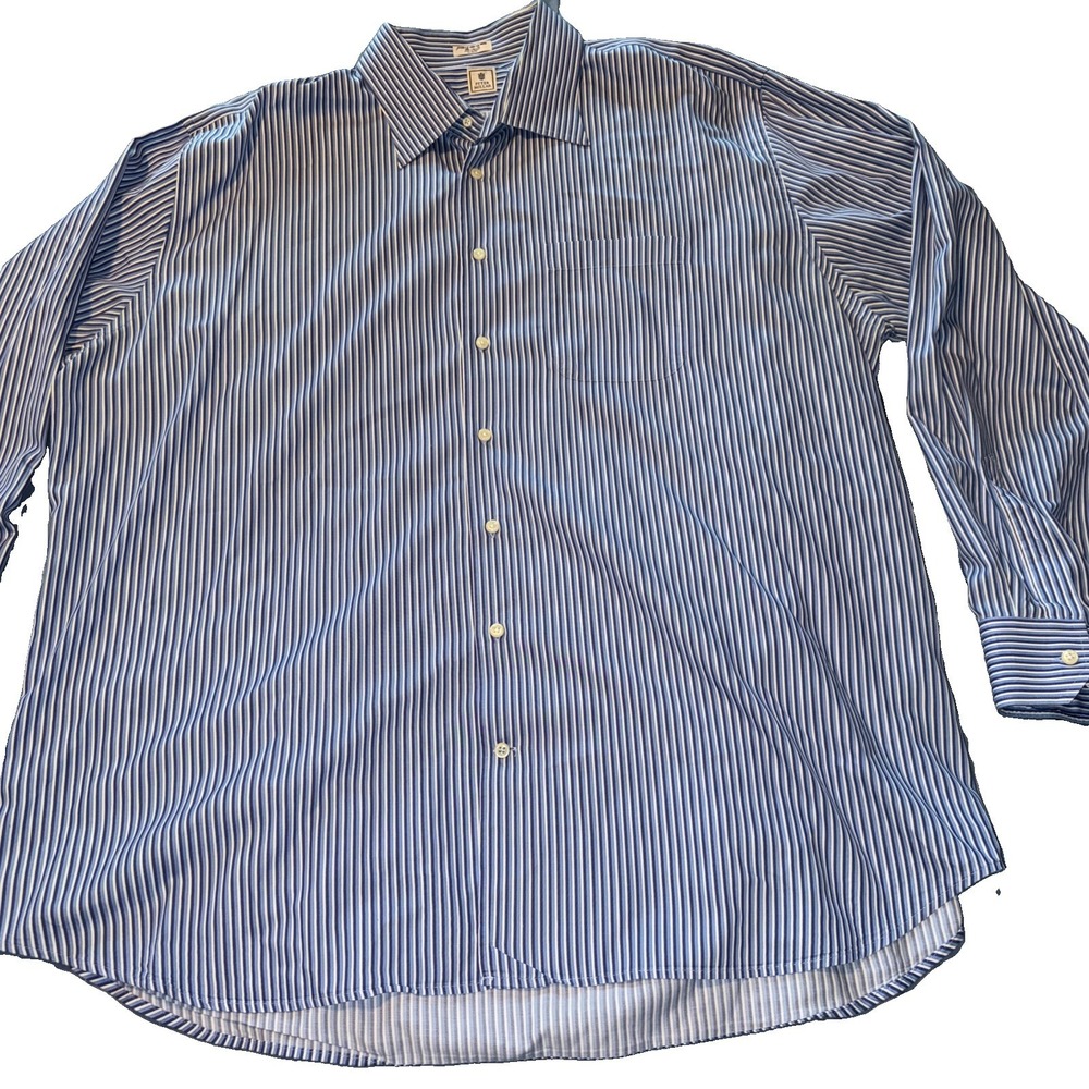 Peter Millar Dress Shirt Blue Stripped Size XL